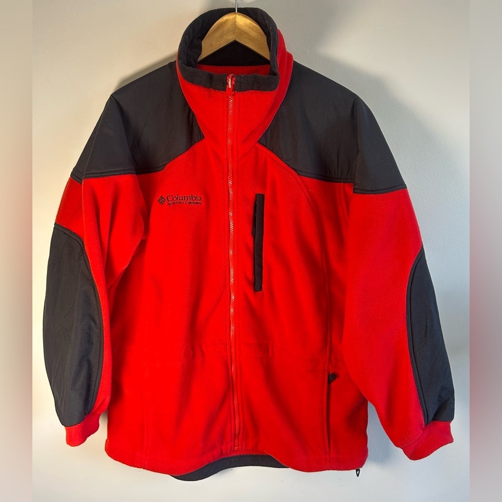 Columbia Sportswear Company Women’s Red Black Sz M Fleece Zip Up Jacket Vintage